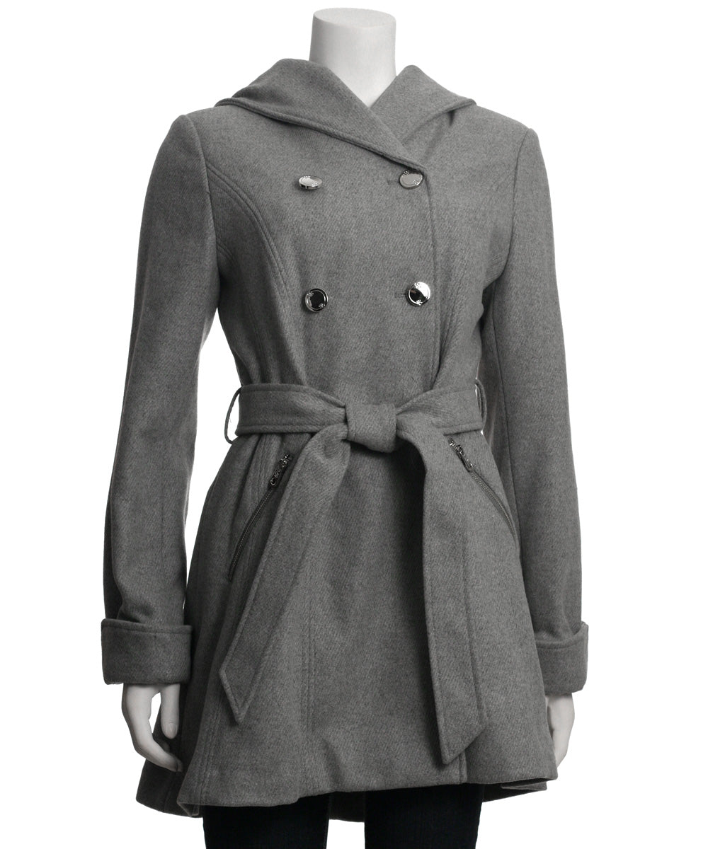 Jessica Simpson Double Breasted Hooded Coat, Heather Grey