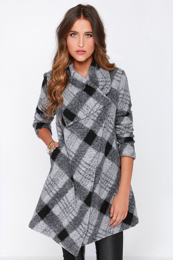 BB Dakota Colton Grey Plaid Coat