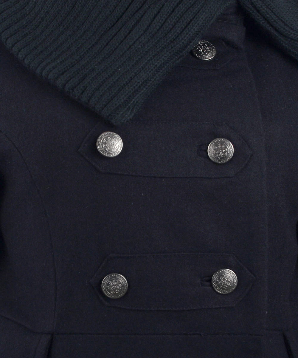 Coffeeshop Double Breasted Knit Collar Military Jacket