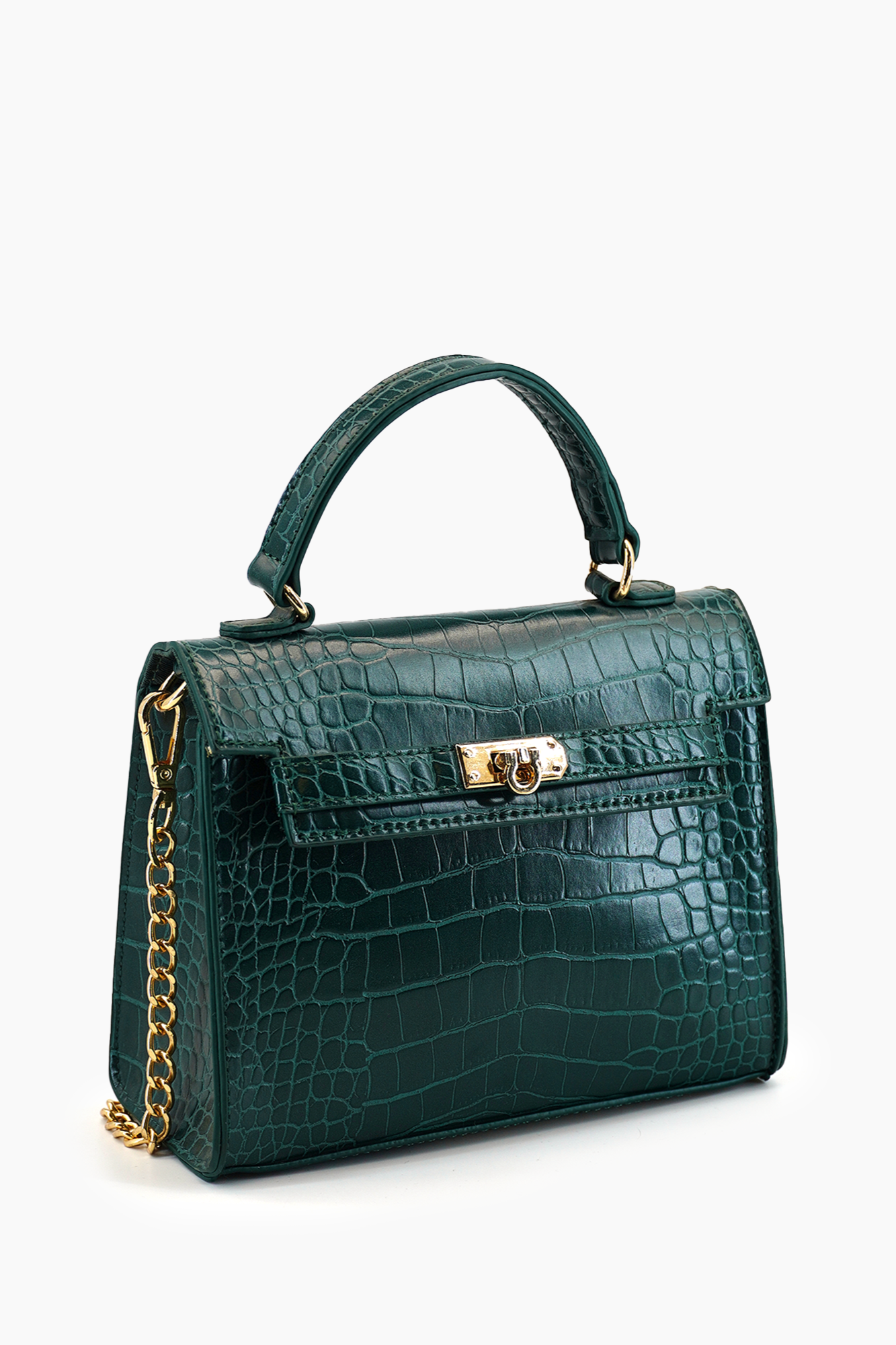 Lantern Faux Croc Mini Crossbody Purse