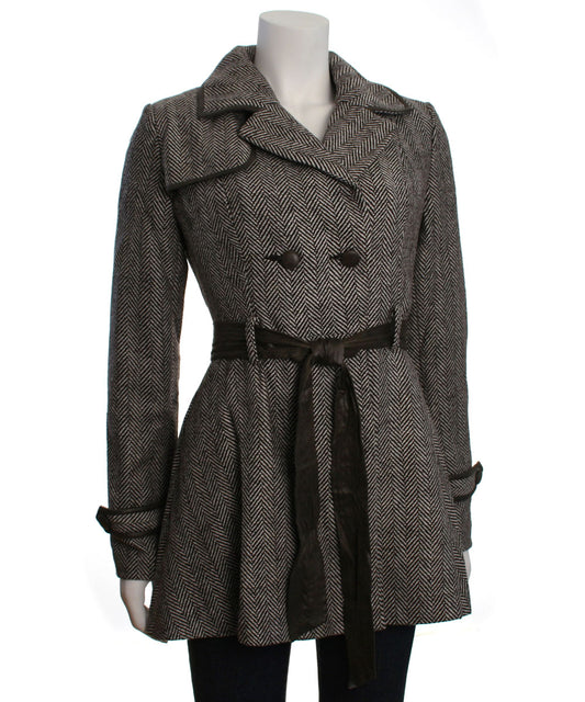 Double Zero Double Breasted A-Line Coat, Coffee