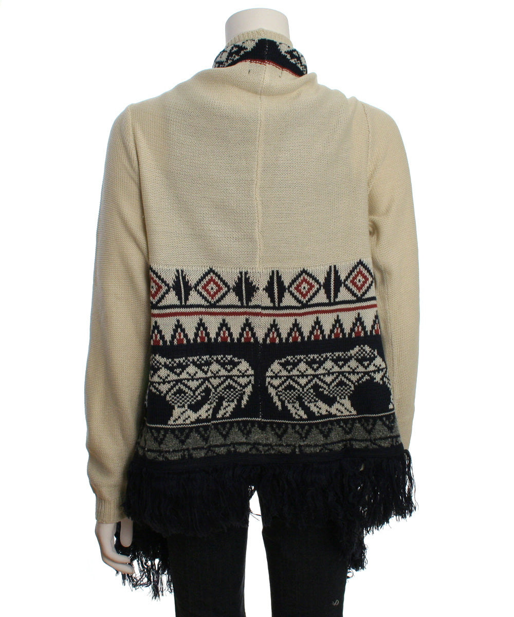 Double Zero Long Fringe Cardigan Sweater