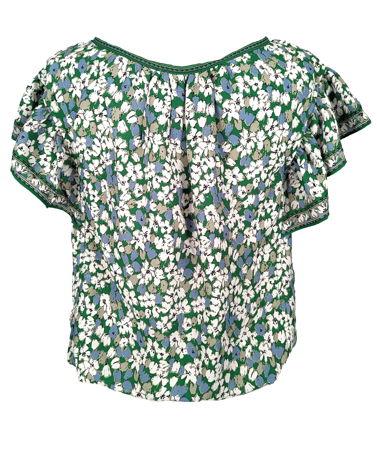 Max Studio Ruffle Floral Scoop Neck Top