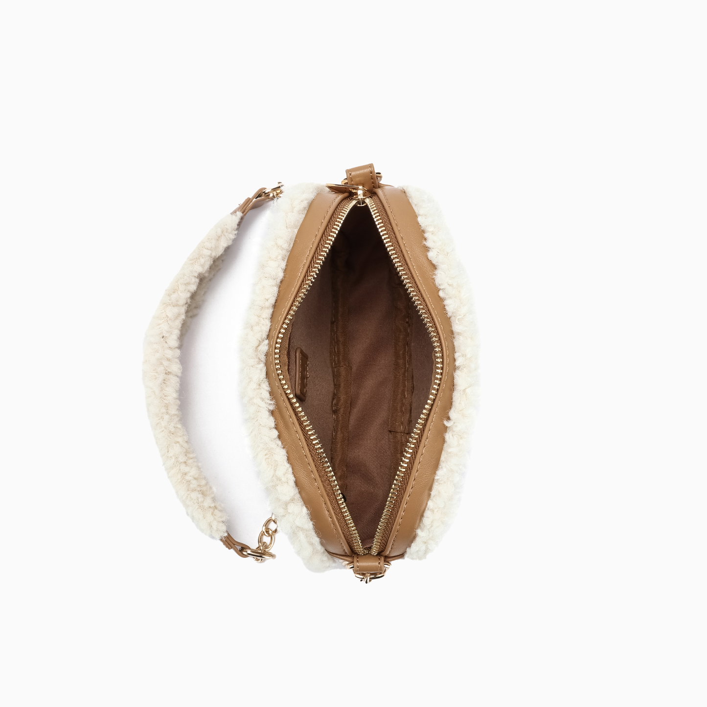 Holly Sherpa Vegan Leather Crossbody (Camel)