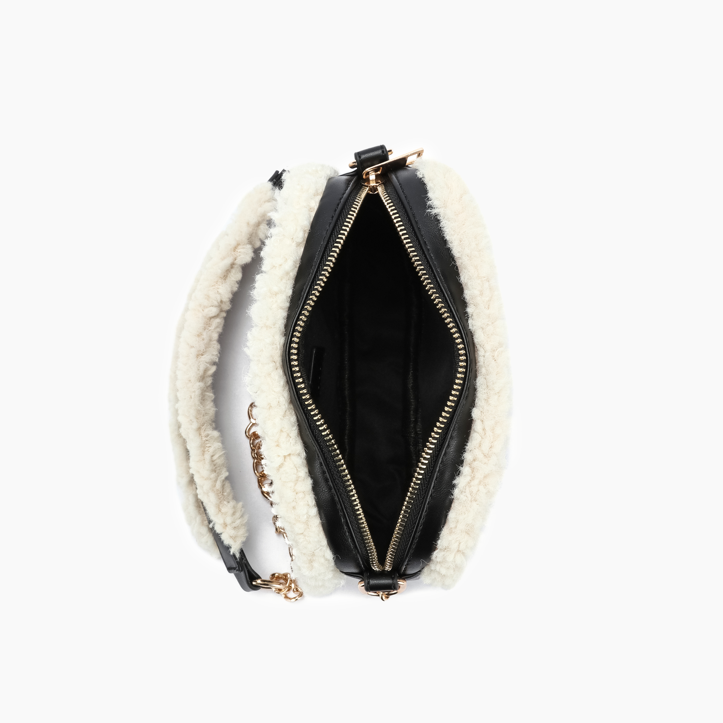 Holly Sherpa Vegan Leather Crossbody (Black)