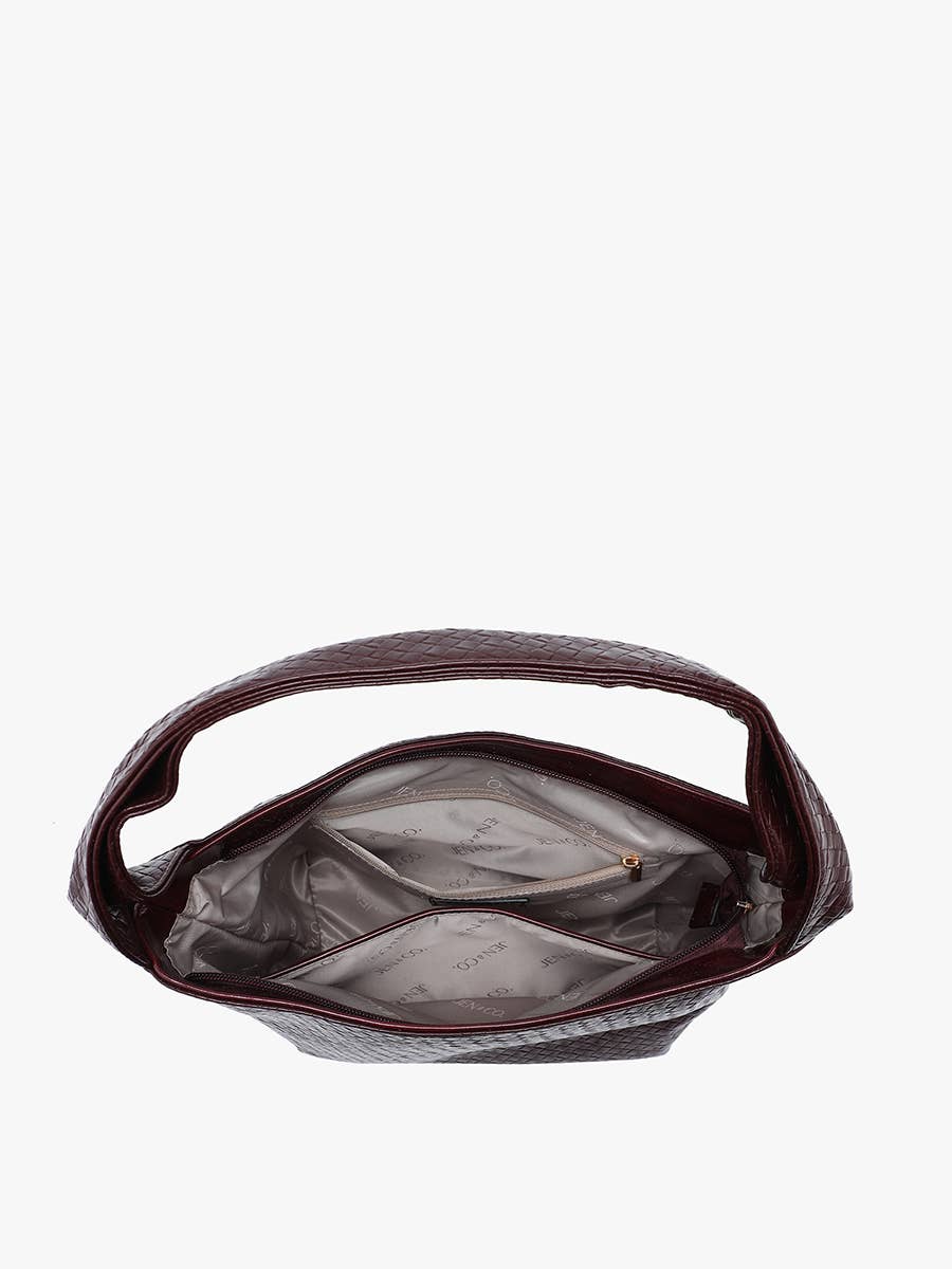Selena Faux Woven Hobo w/ Zip Closure (Silver)