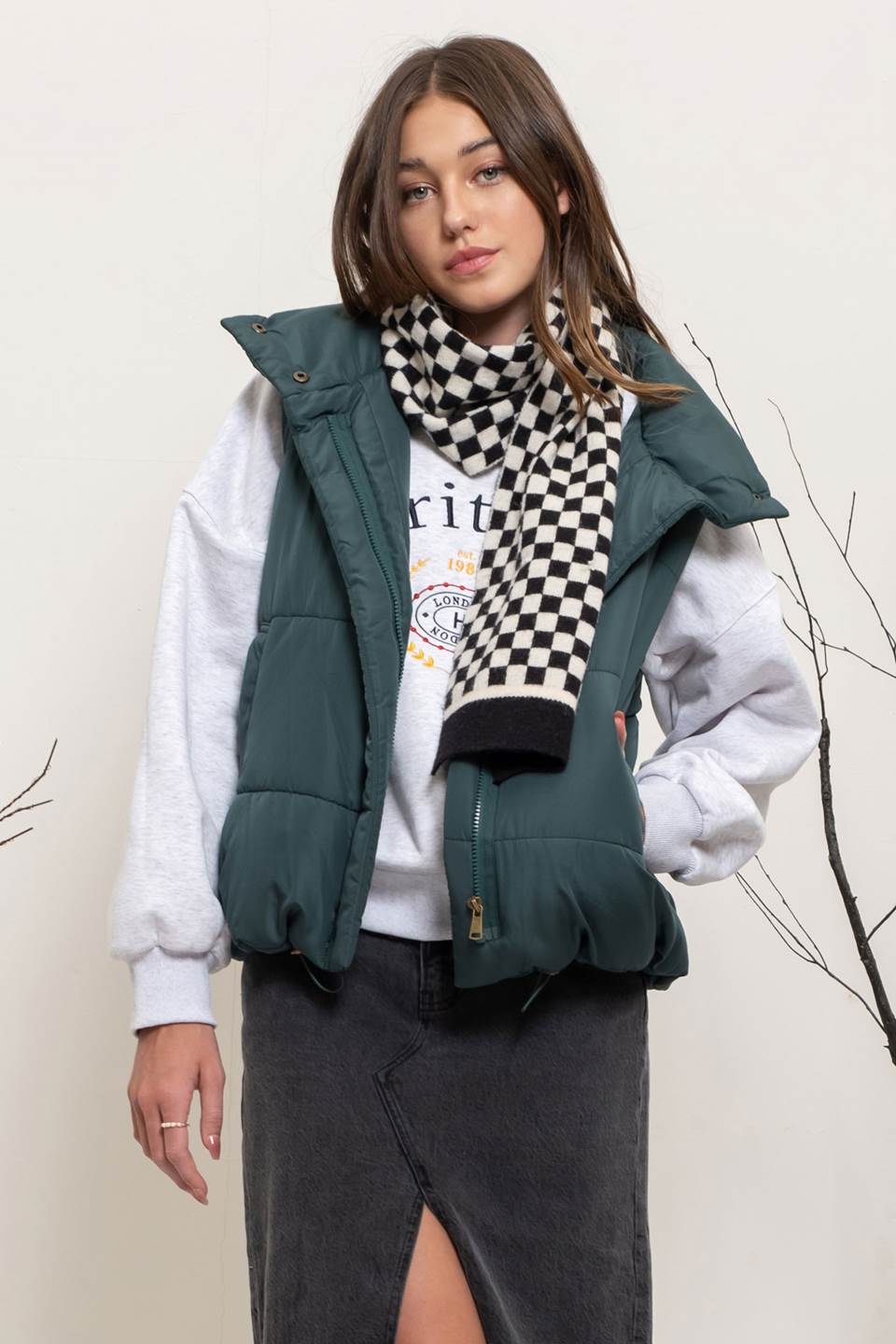 Blu Pepper Solid Zip Up Puffer Vest