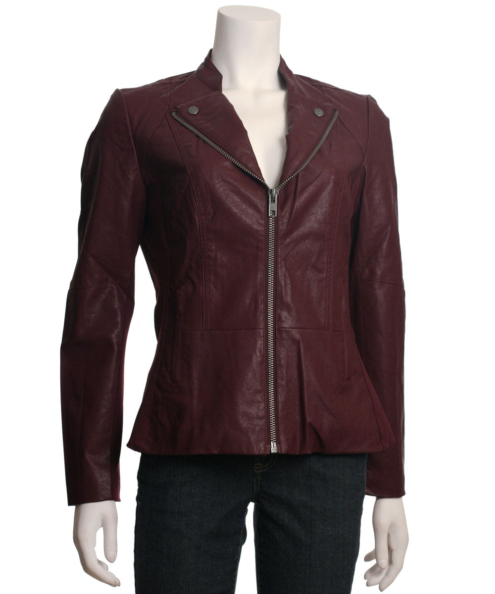 Kut from the Kloth Aniya Moto Jacket, Burgundy