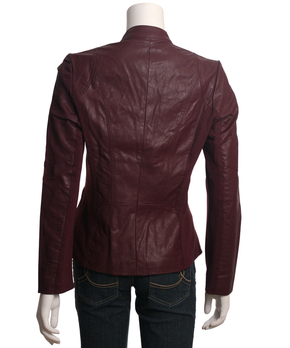 Kut from the Kloth Aniya Moto Jacket, Burgundy