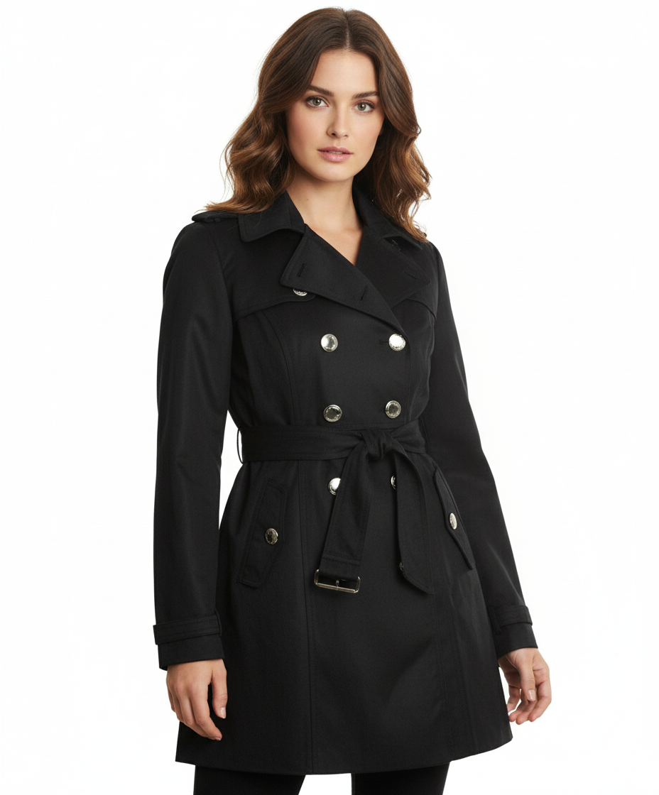 Jessica Simpson Faux Suede Trench Coat, Black – Fashionville.com