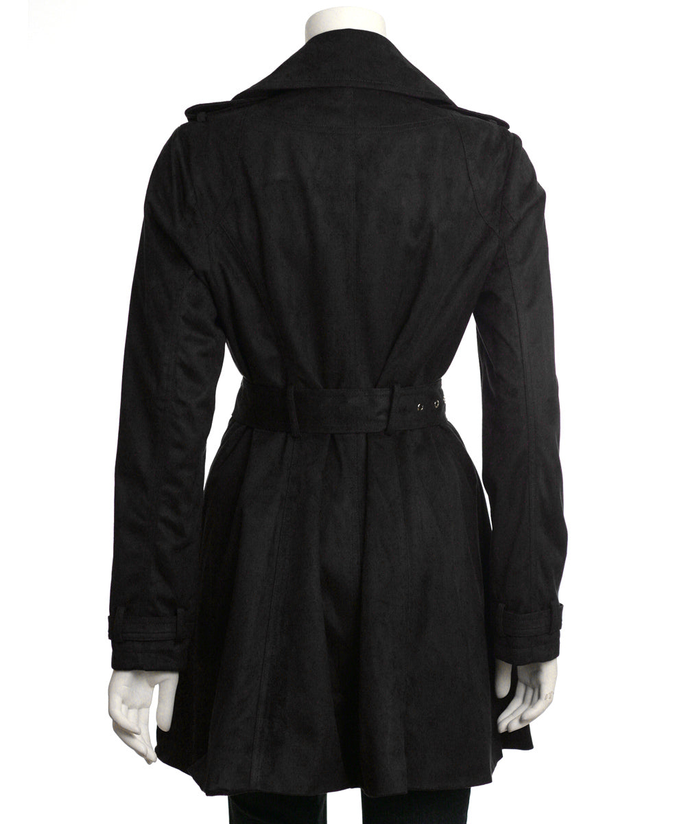 Jessica Simpson Faux Suede Trench Coat, Black