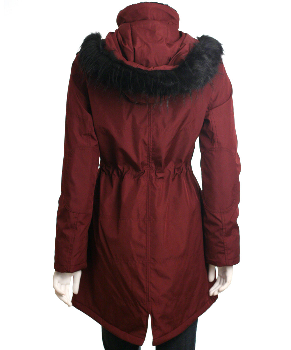 Jessica Simpson Soft Shell Hooded Coat with Faux Fur Trim