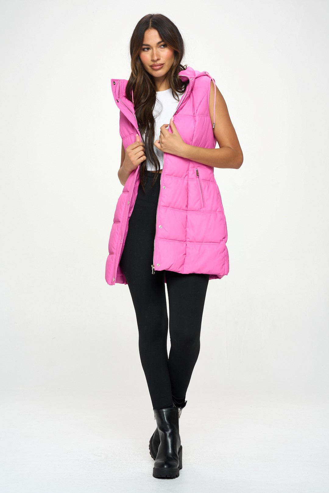 Coalition LA Faux Leather Long Puffer Vest