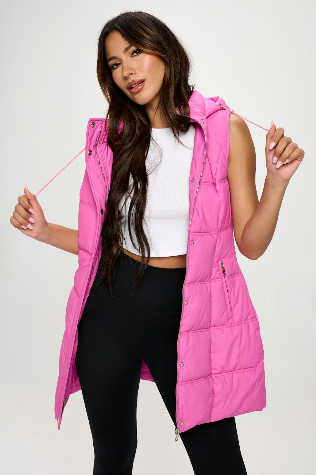 Coalition LA Faux Leather Long Puffer Vest