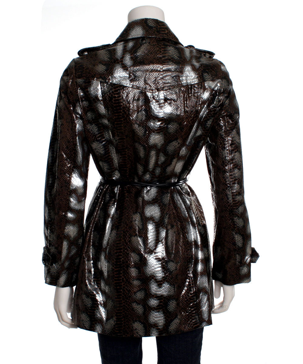 Kessley Double Breasted Snake Print Trench