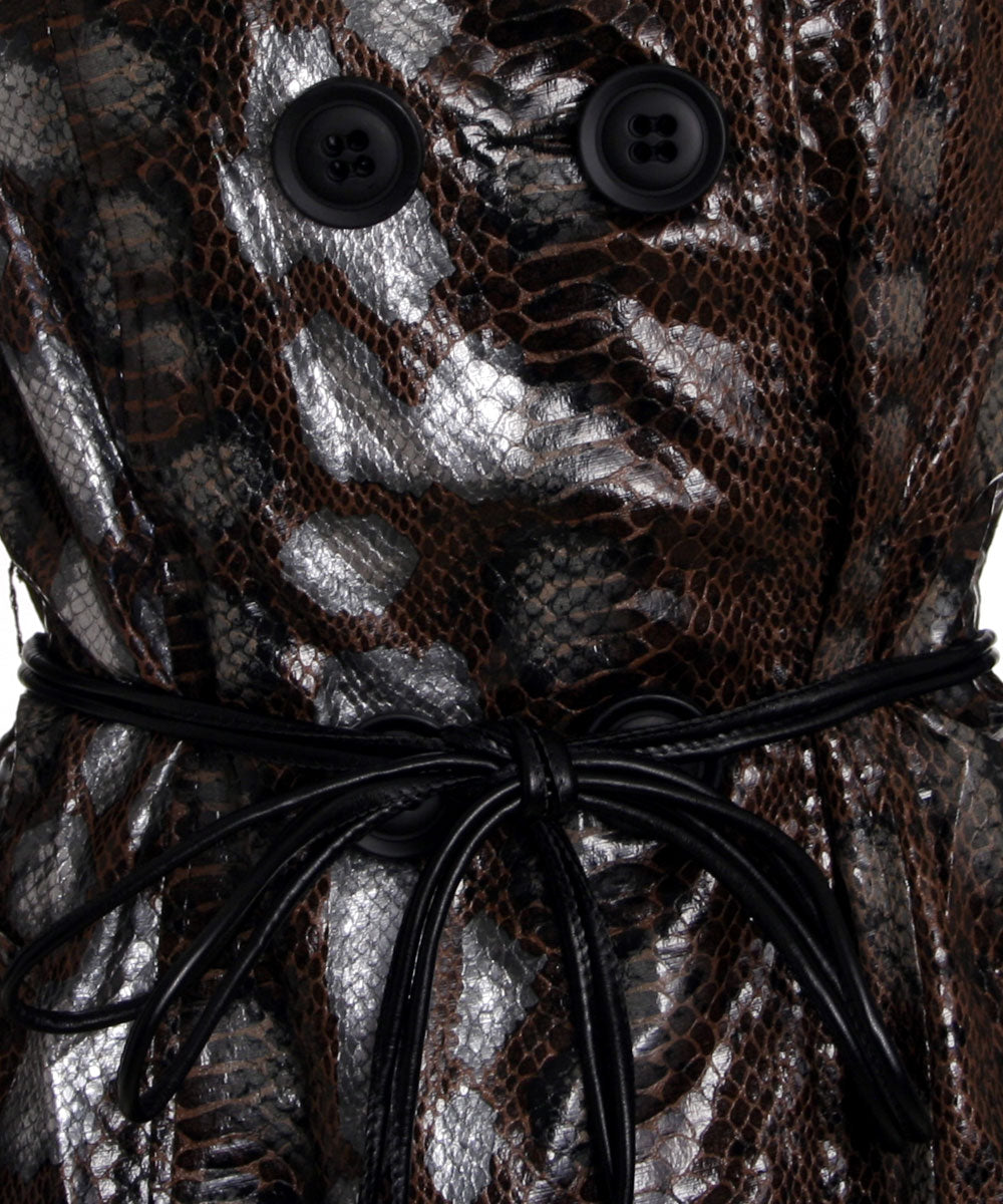 Kessley Double Breasted Snake Print Trench