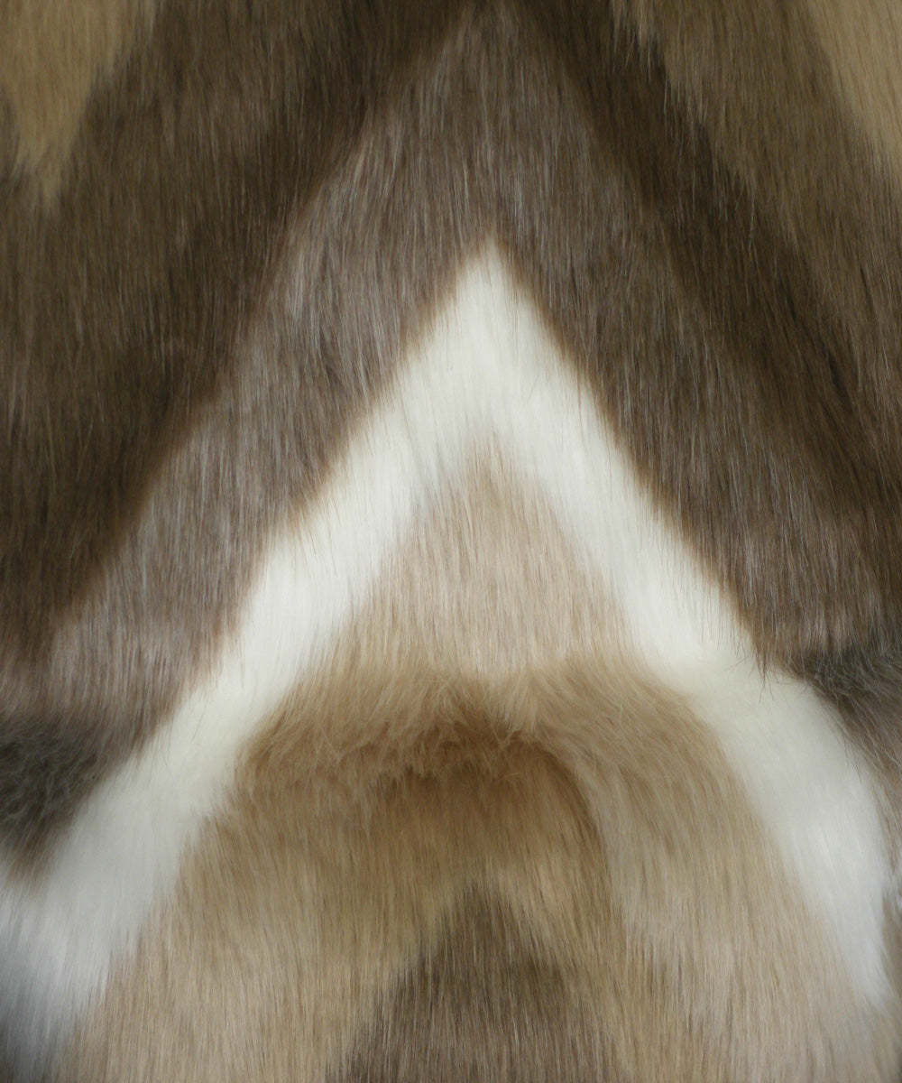 Skies Are Blue Open Front Chevron Faux Fur Vest, Brown