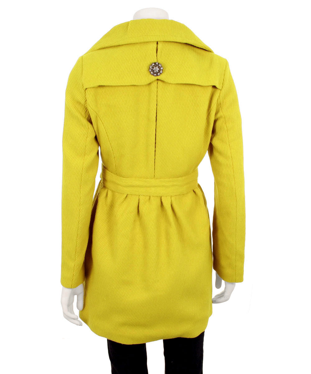 Ci Sono Double Breasted Coat, Mustard