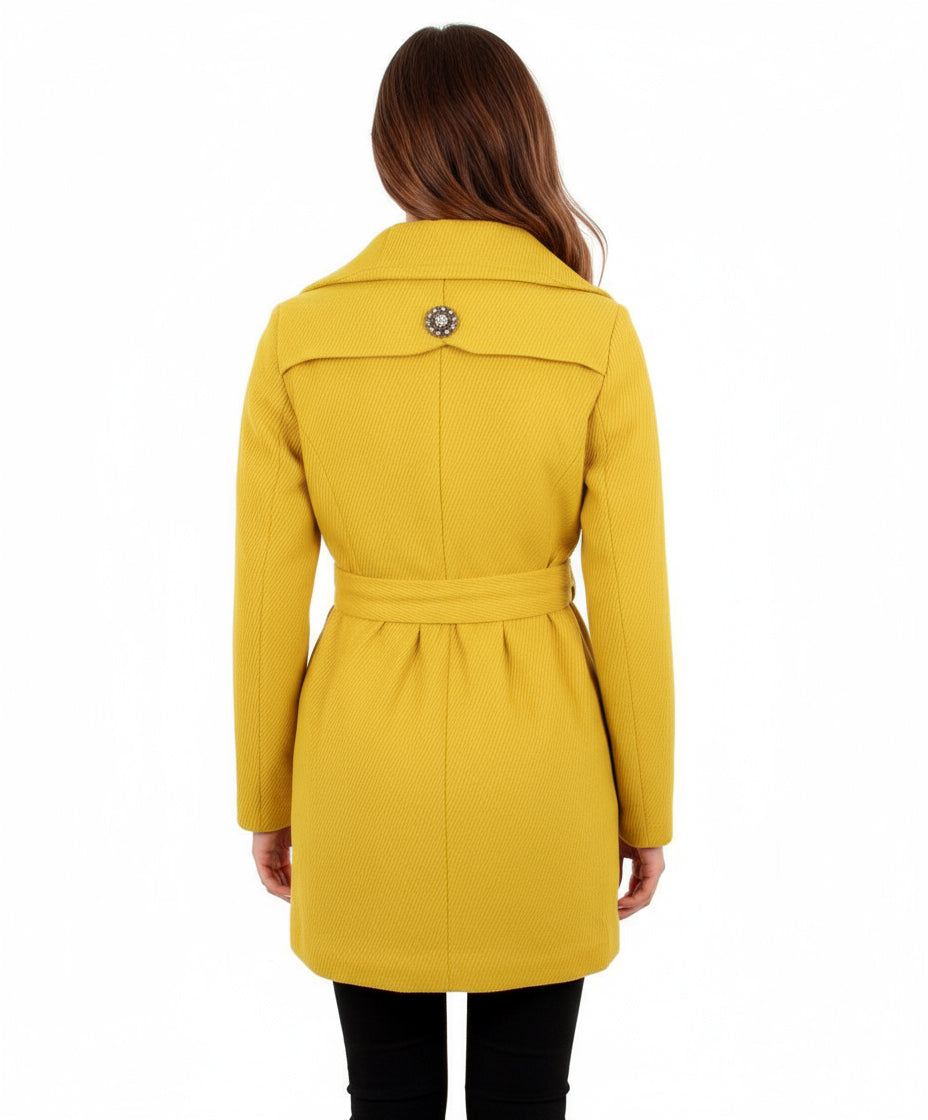 Ci Sono Double Breasted Coat, Mustard