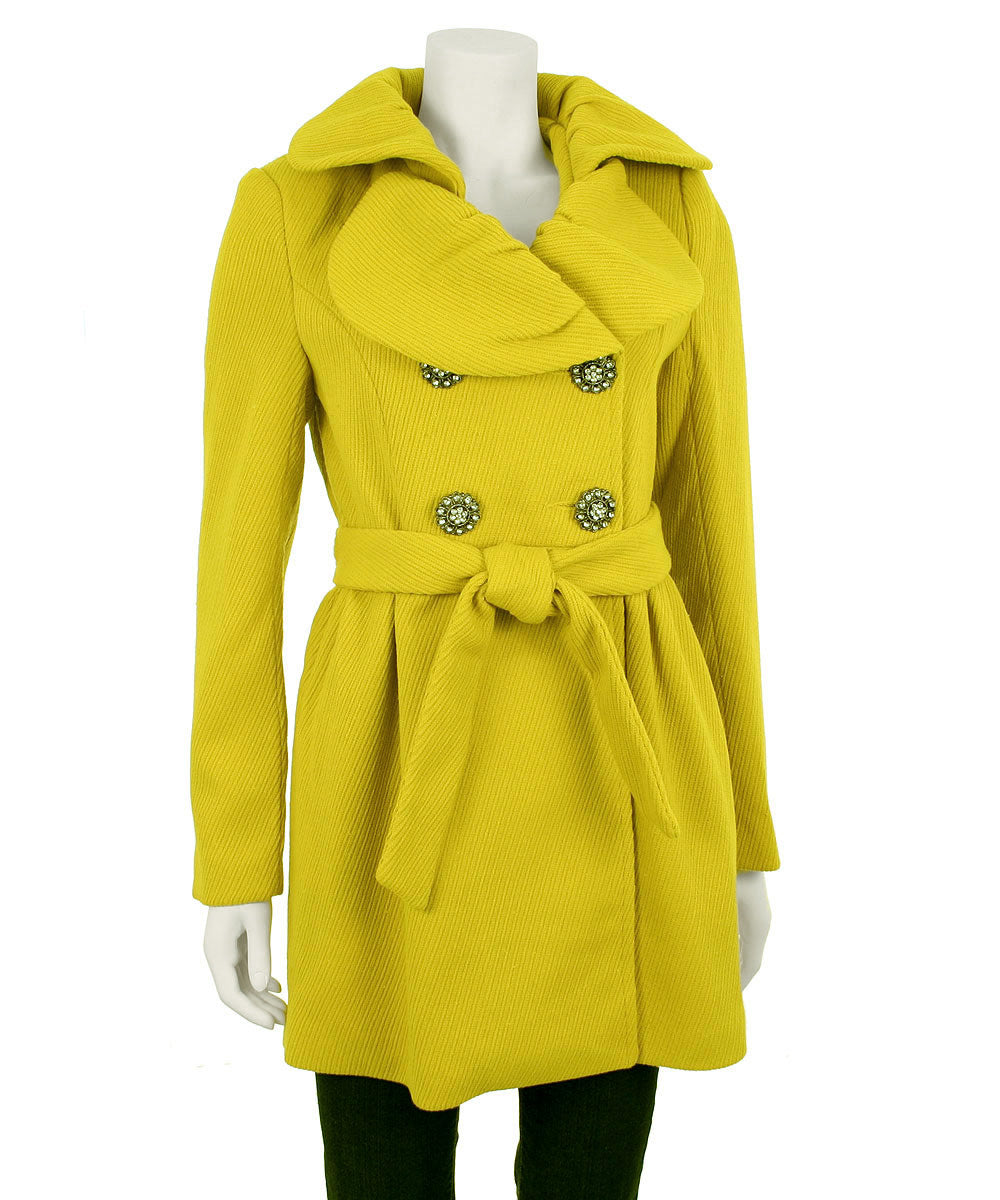 Ci Sono Double Breasted Coat, Mustard