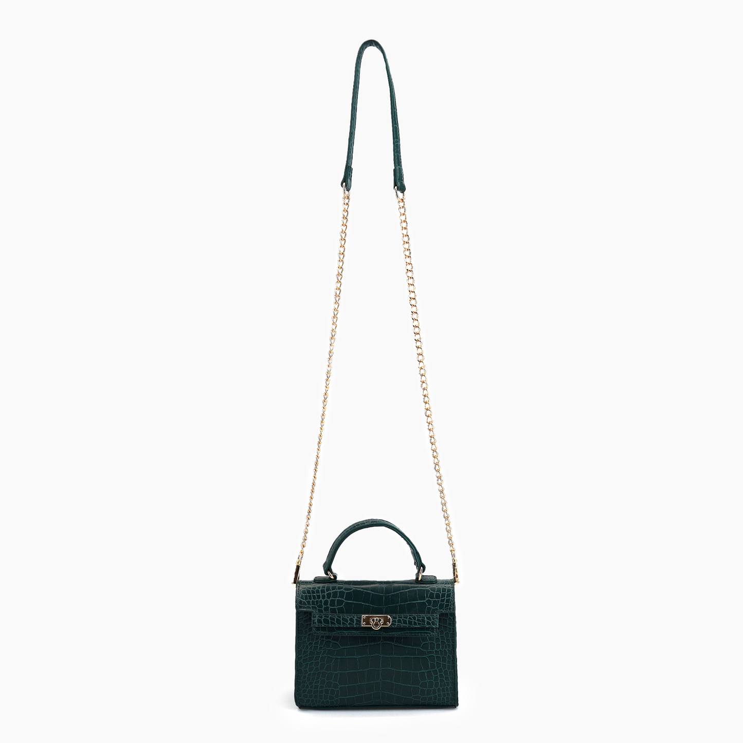 Lantern Faux Croc Mini Crossbody Purse