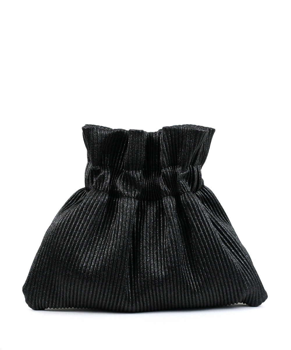 Street Level Ribbed Mini Evening Bag with Chain, Black