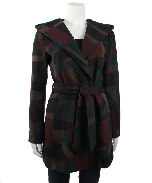 Evette & K Wool Hooded Wrap Coat