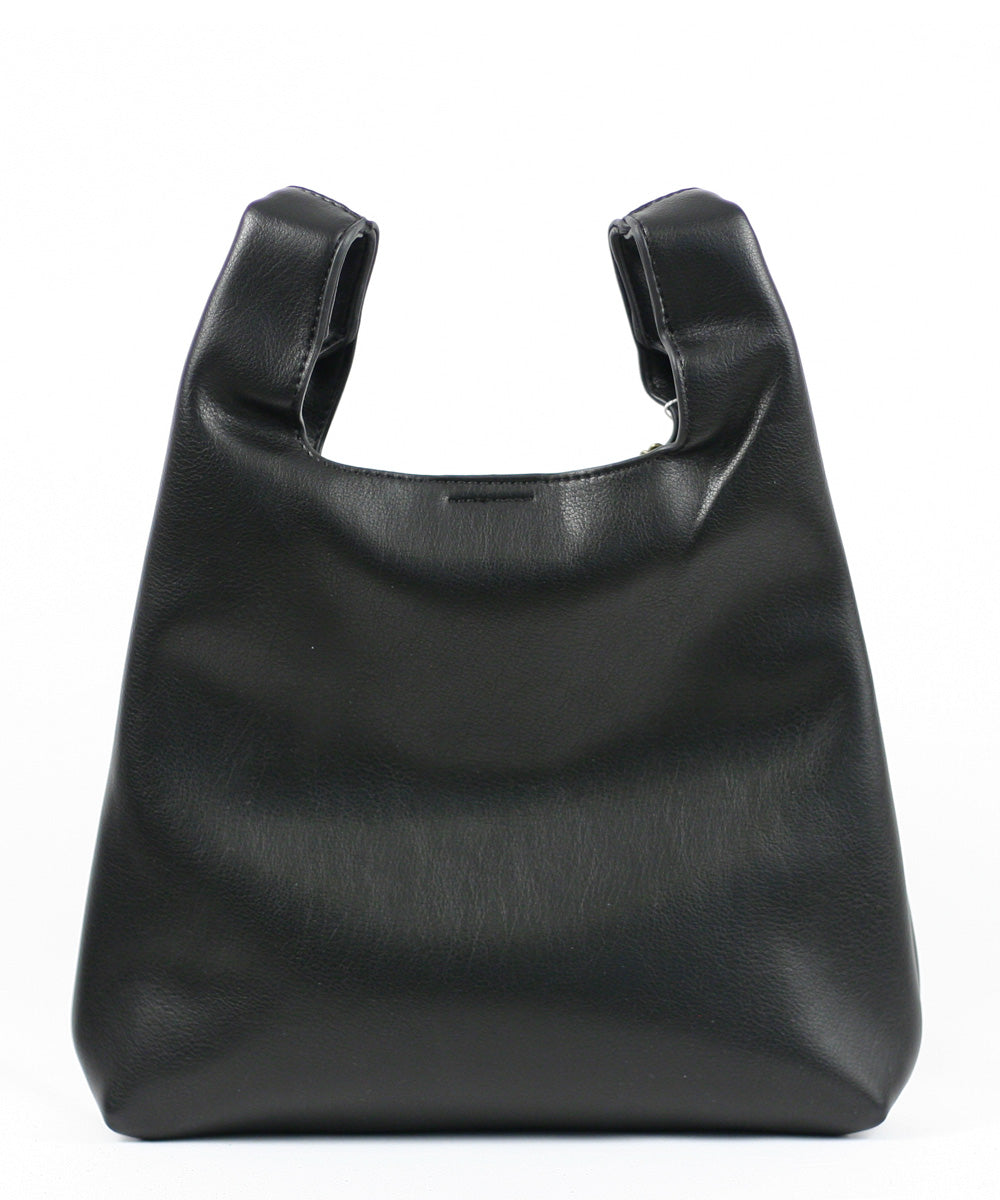 Street Level Tote with Chain Detail, Black