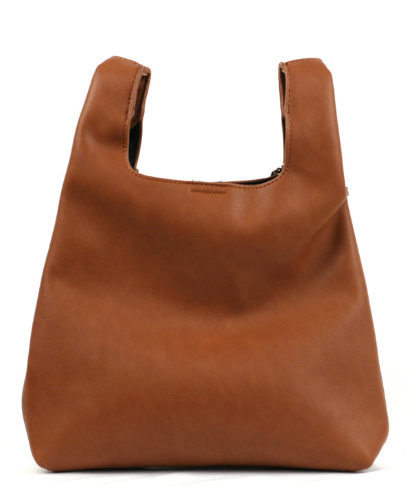 Street Level Tote with Chain Detail, Brown