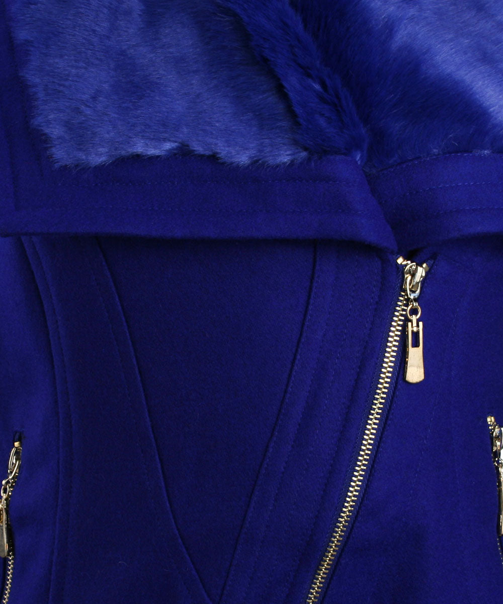 Lucy Paris Faux Fur Collar Moto Jacket