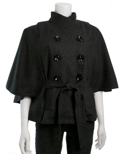Luii Double Breasted Cape with Tie Belt
