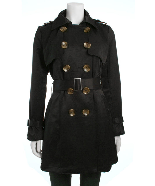 Luii Double Breasted Black Trench Coat