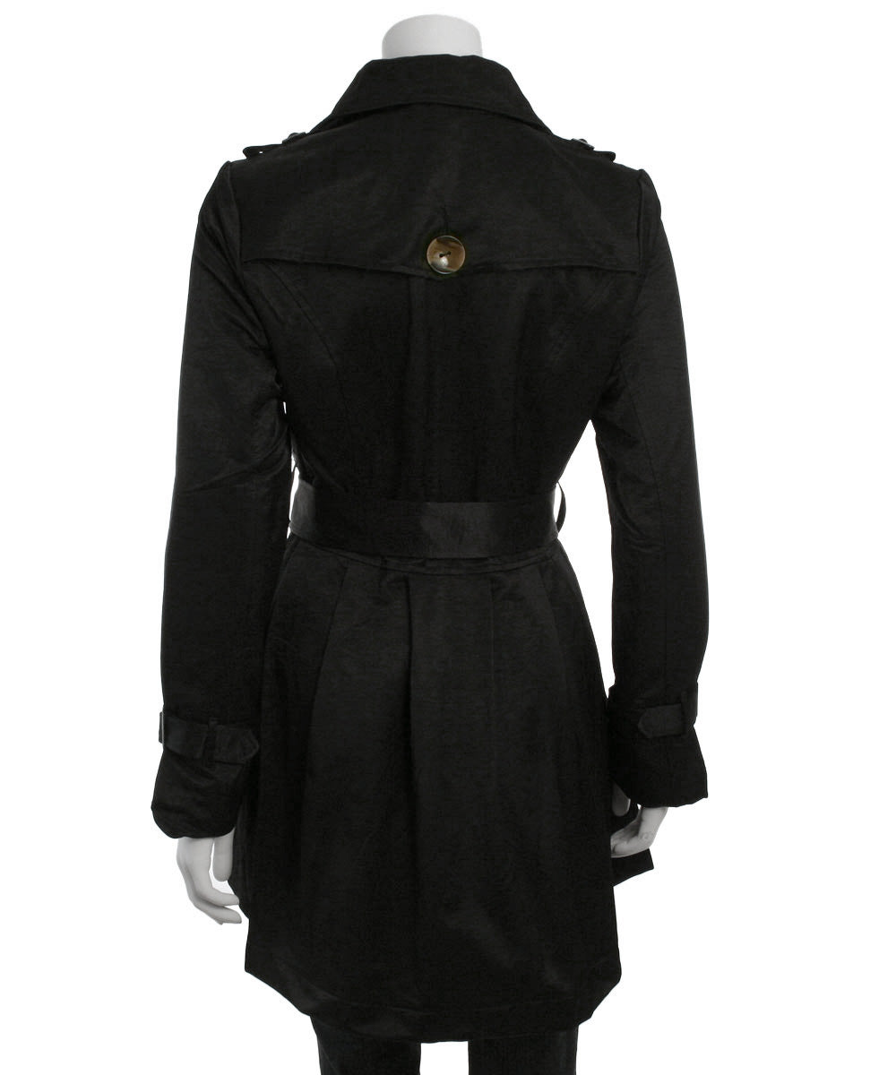 Luii Double Breasted Black Trench Coat