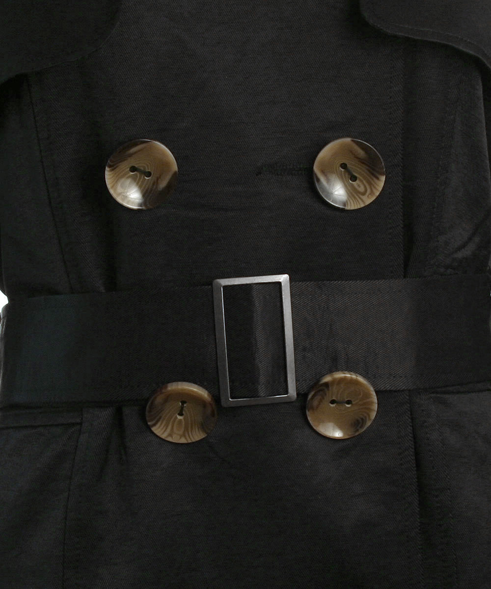 Luii Double Breasted Black Trench Coat