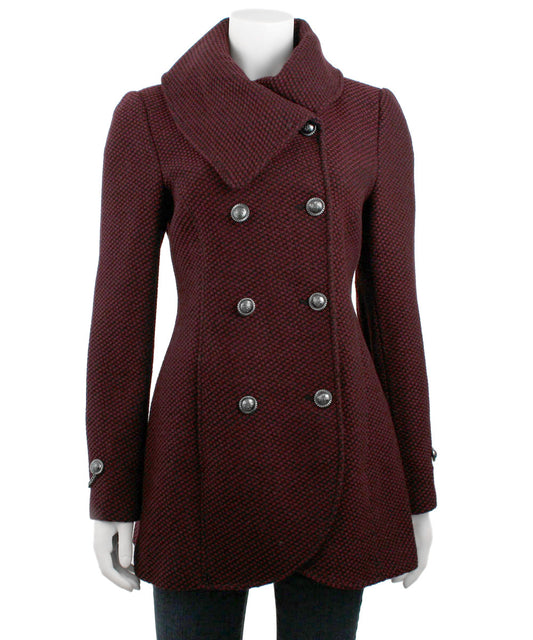 Jessica Simpson Envelope Collar Tweed A-line Coat
