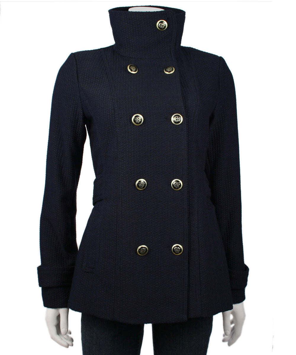 Jessica Simpson Double Breasted Military Style Pea Coat, Navy
