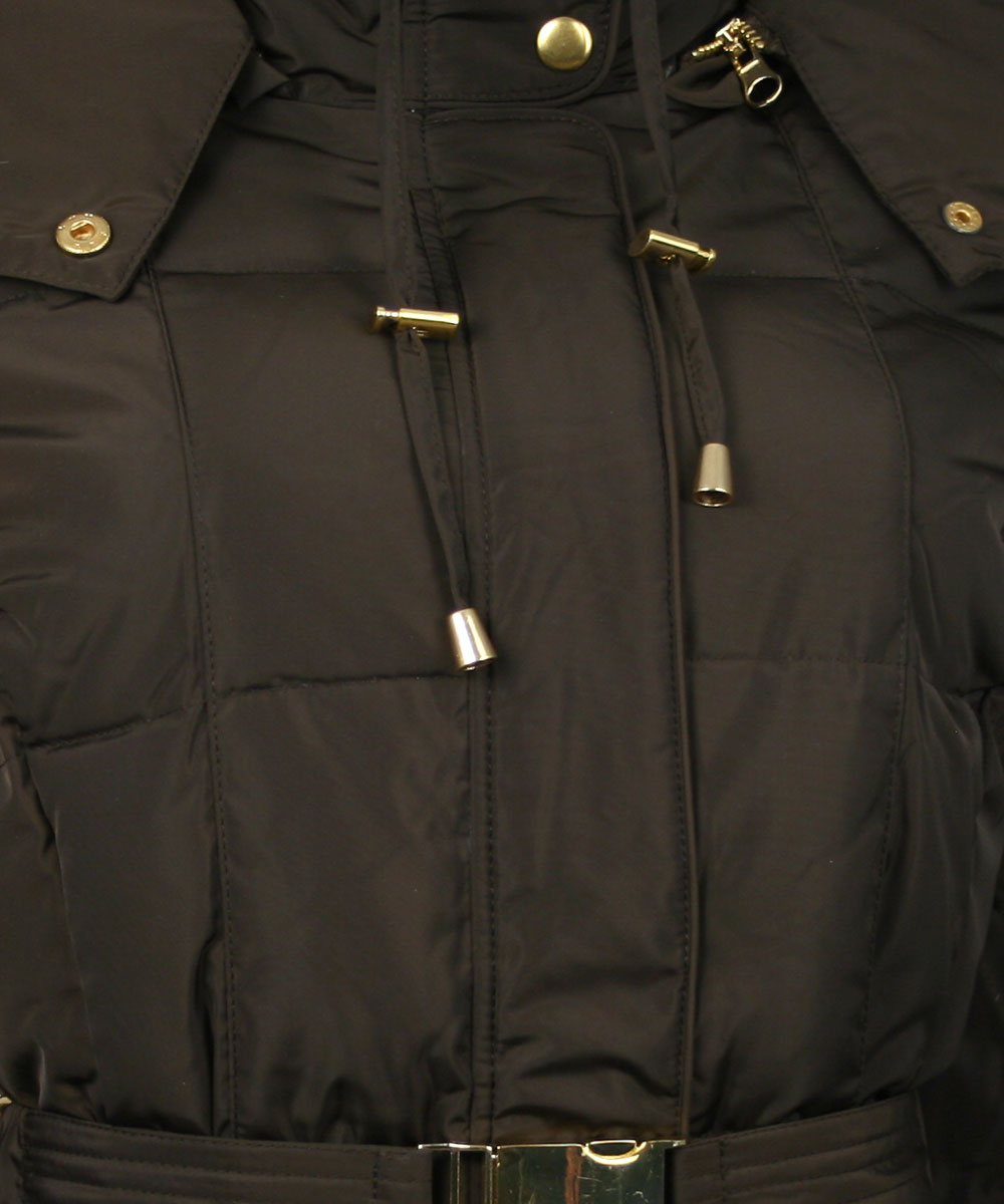 Latte Black Single Breasted Down Puffer Coat