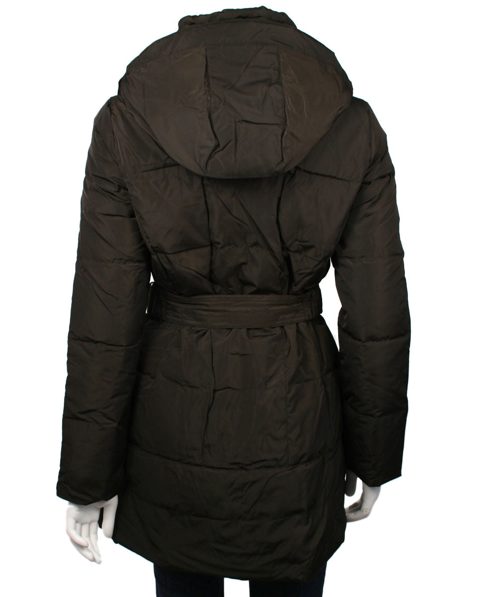 Latte Black Single Breasted Down Puffer Coat