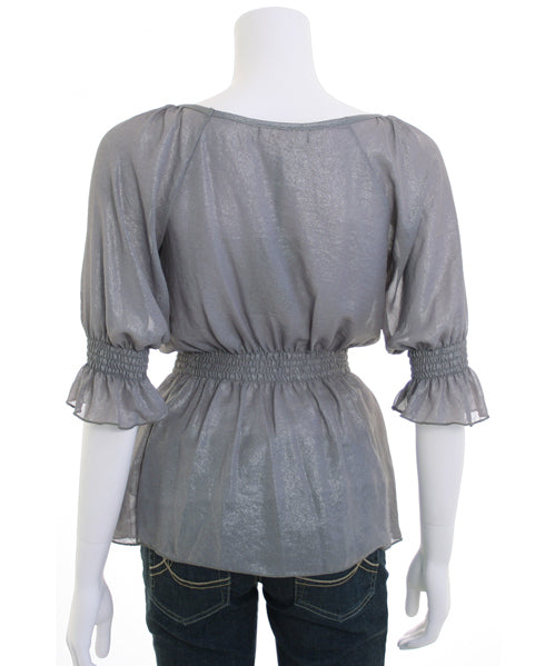 214 Industry Metallic Silver Blouse