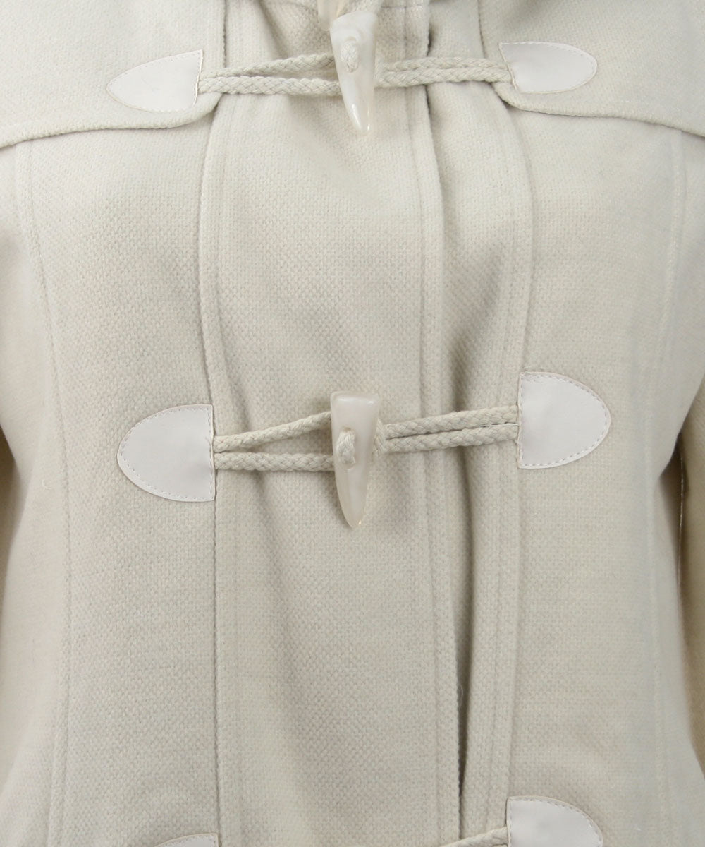 Monoreno Hooded Toggle Button Coat, Off White