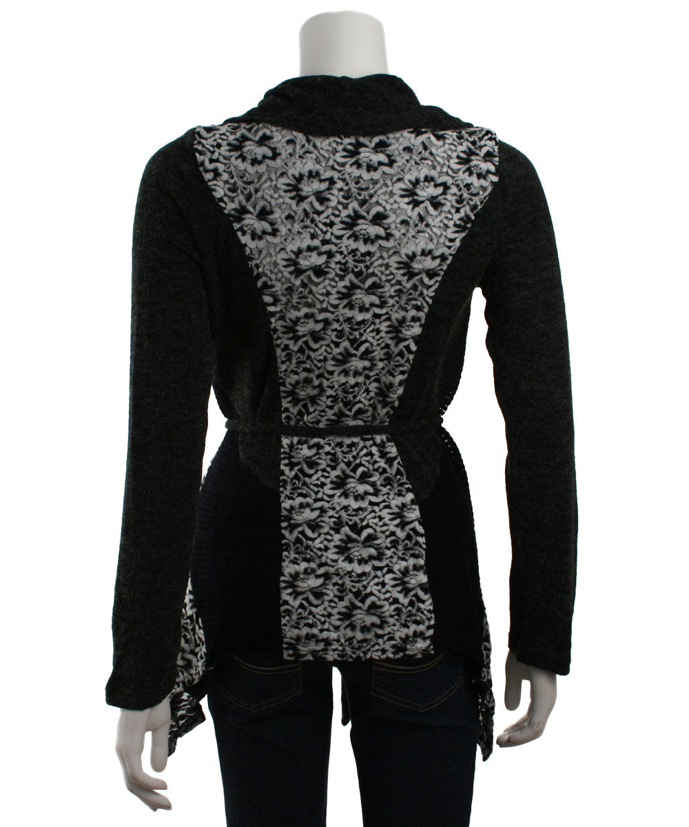 Ryu: Rosette Lace Trim Cardigan