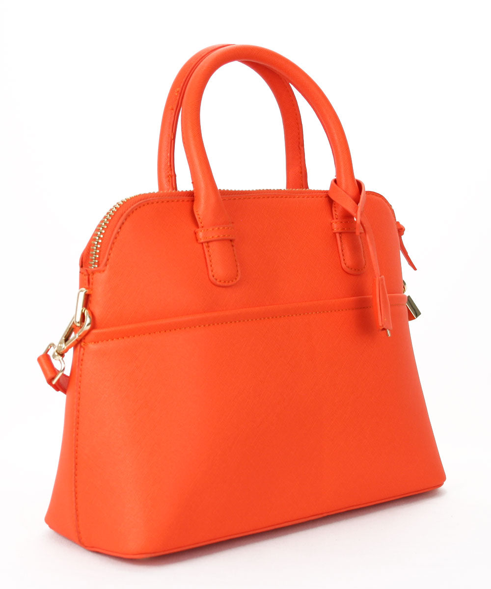 INZI Double Handle Structured Satchel, Orange