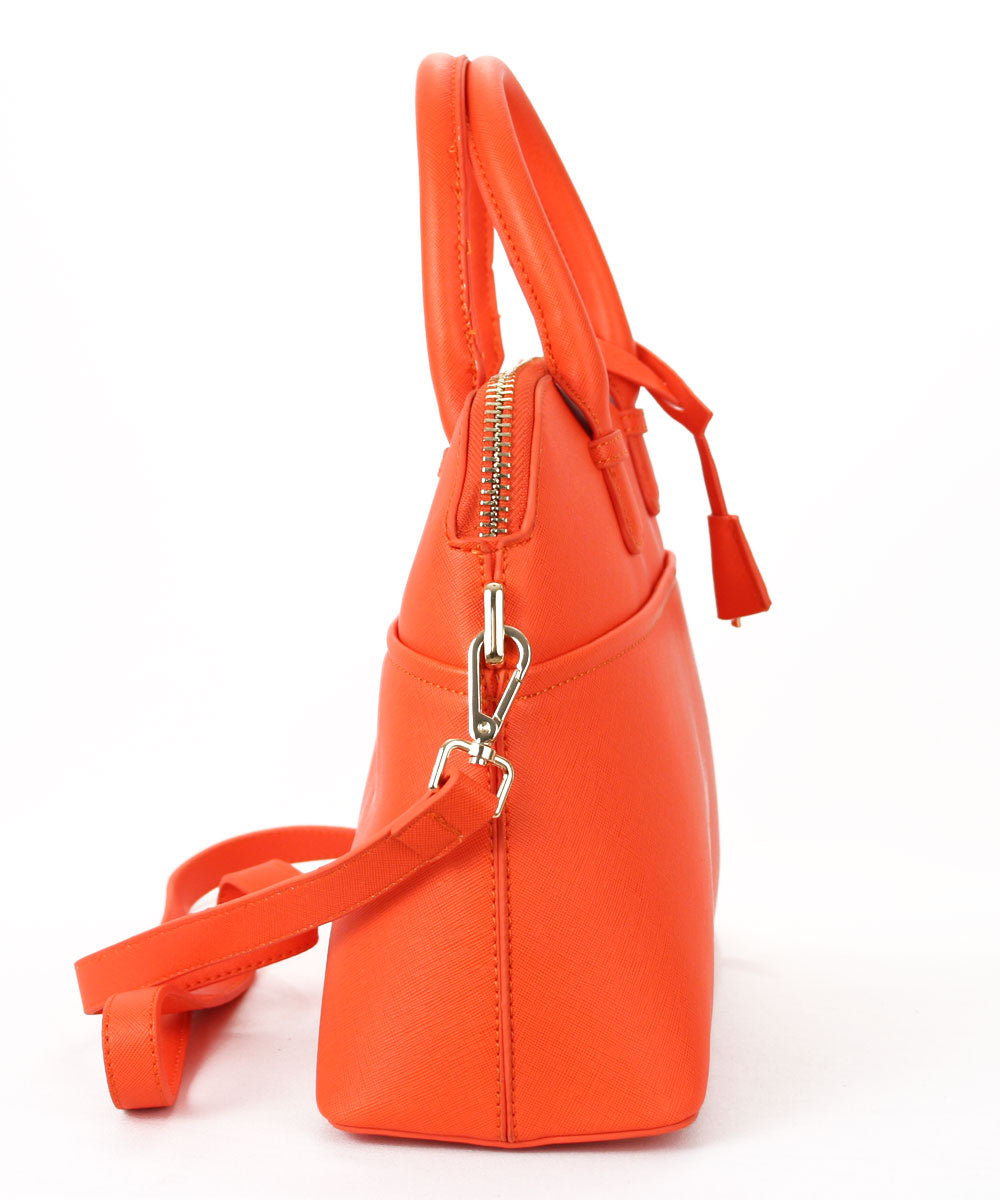 INZI Double Handle Structured Satchel, Orange