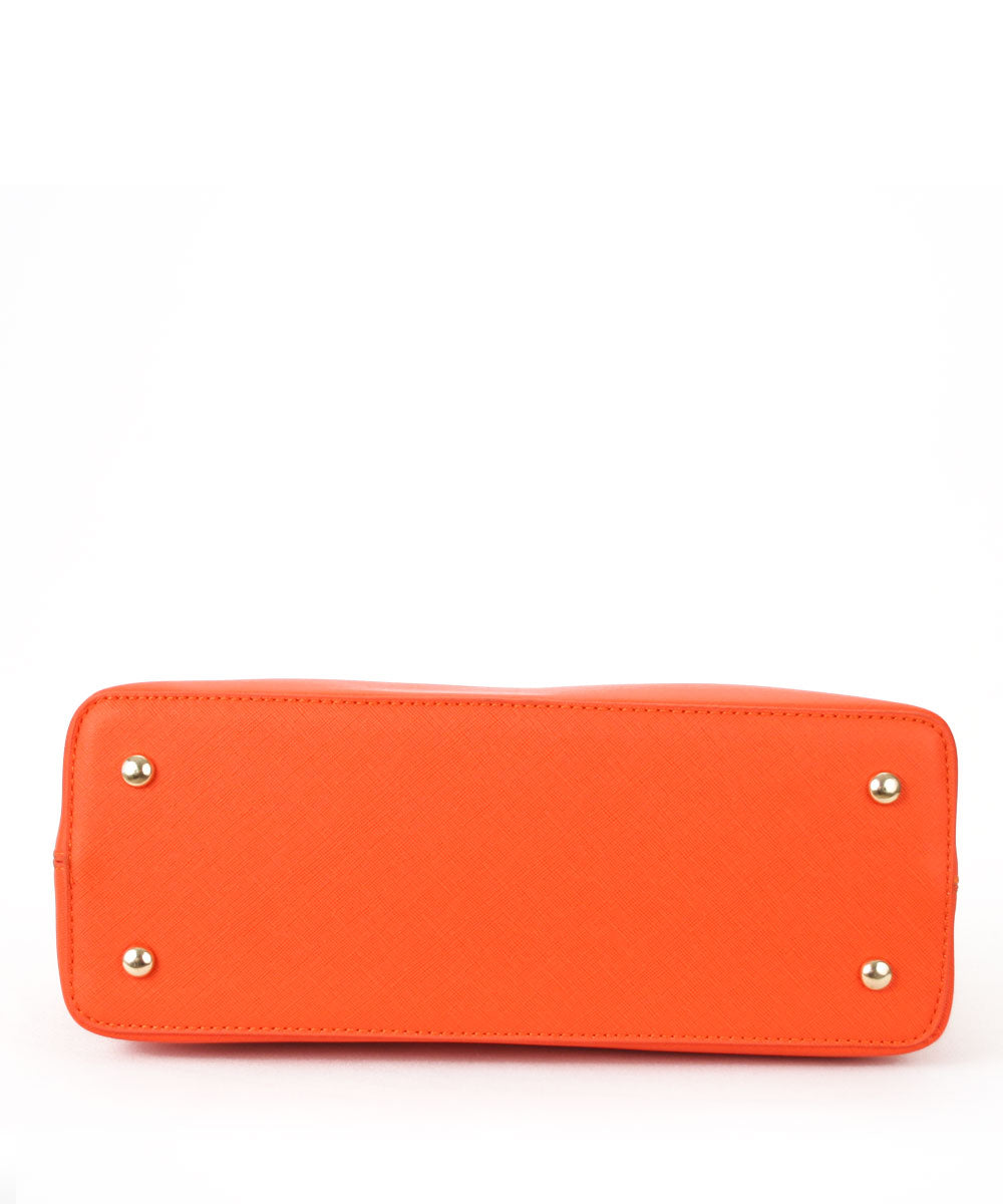 INZI Double Handle Structured Satchel, Orange