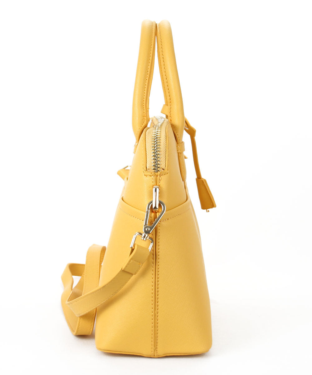 INZI Double Handle Structured Satchel, Yellow
