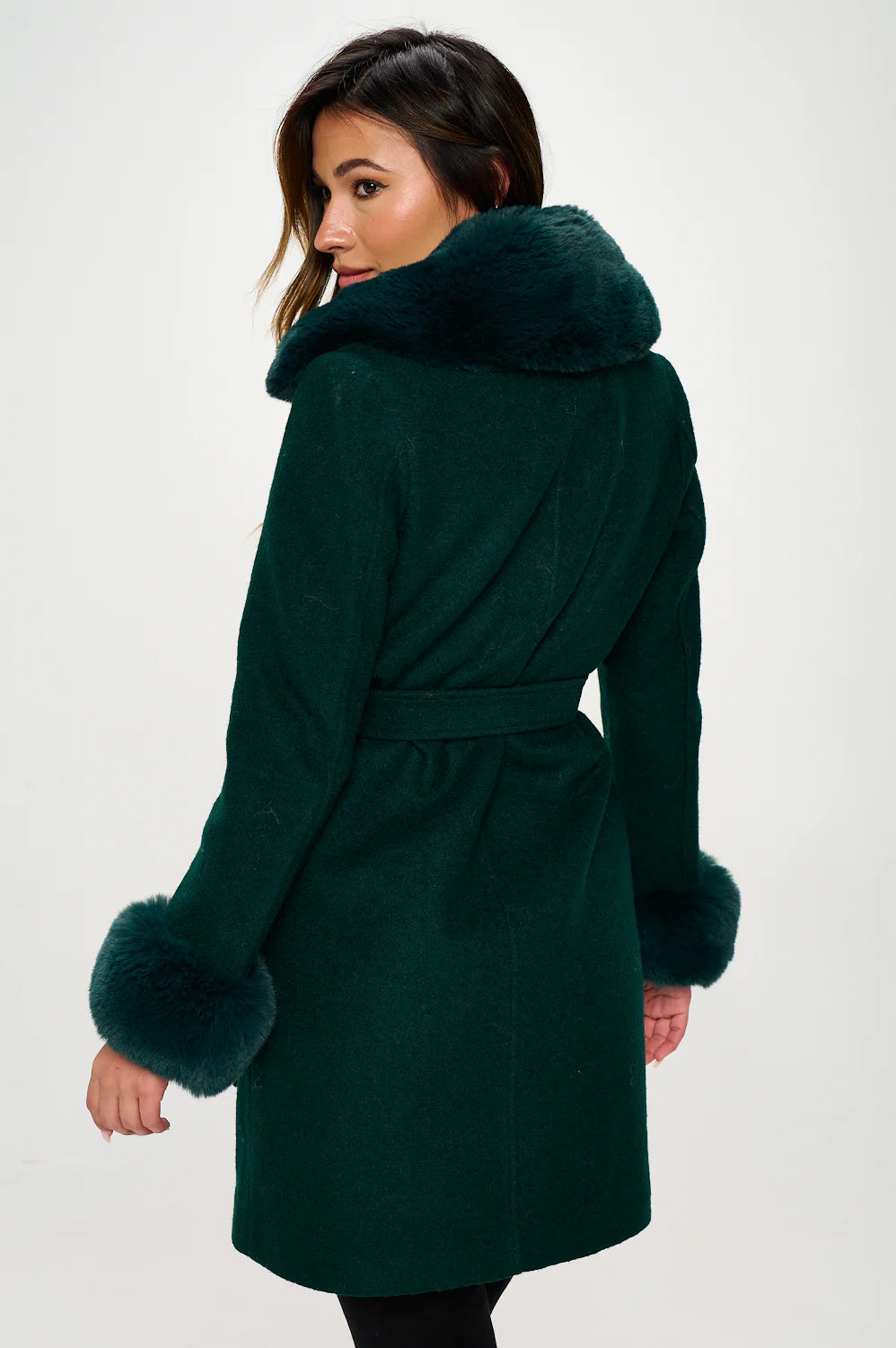 Coalition LA Vegan Wool Faux Fur Coat, Green