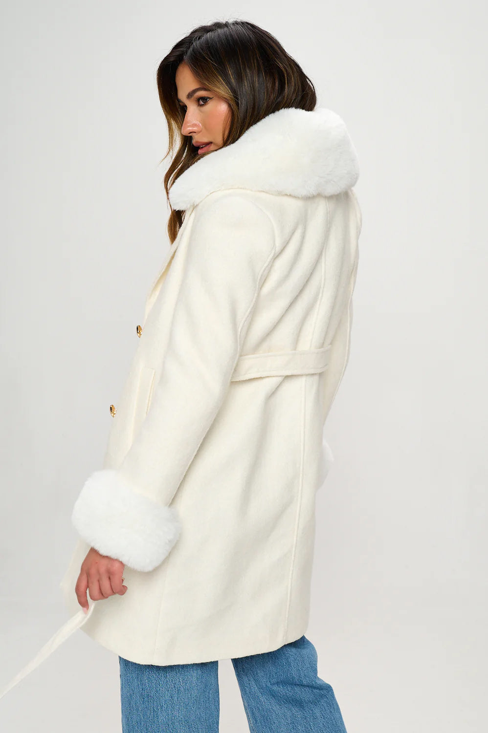 Coalition LA Vegan Wool Faux Fur Coat, White