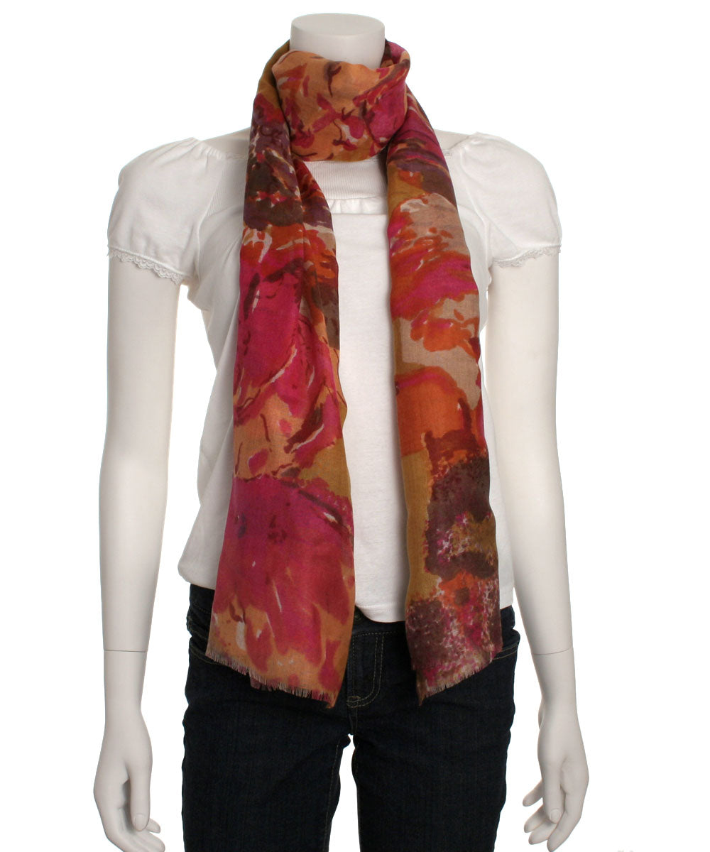 Tolani Floral Scarf (Tan/Pink)