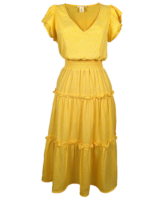 Jessica Simpson Ruffled Yellow Maxi Dress