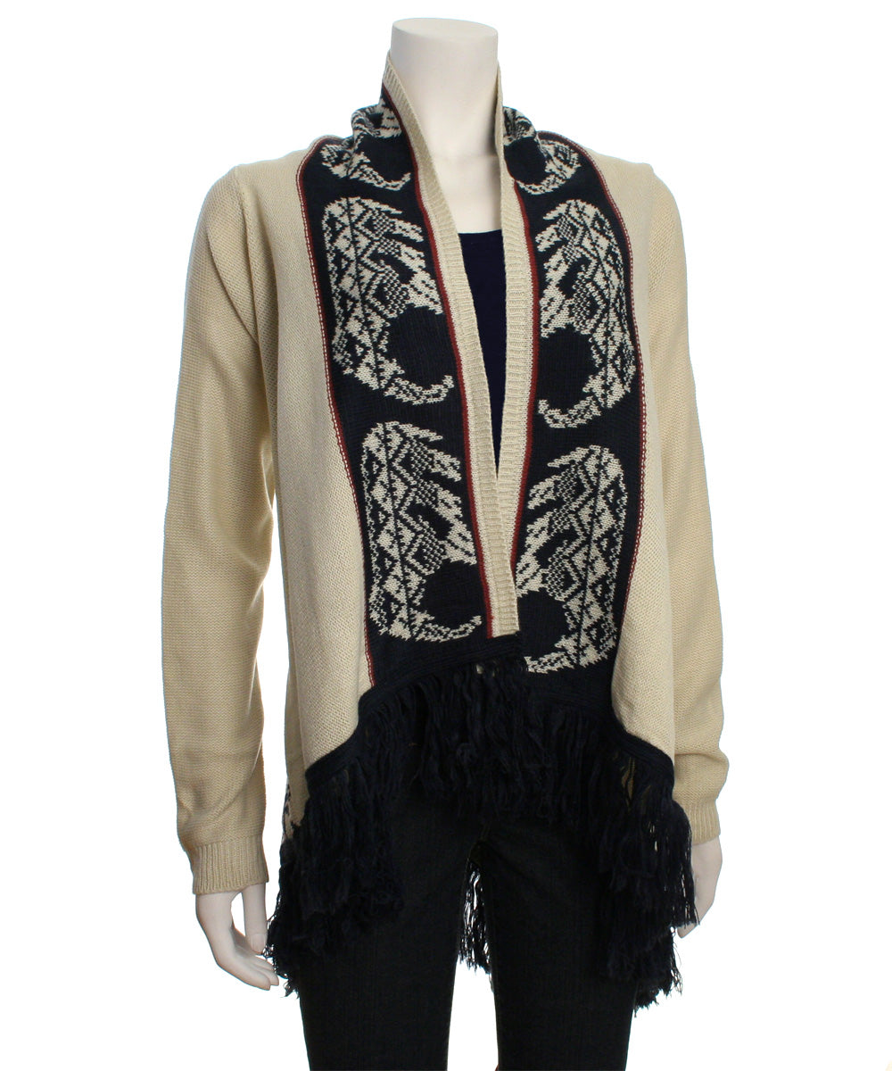 Double Zero Long Fringe Cardigan Sweater